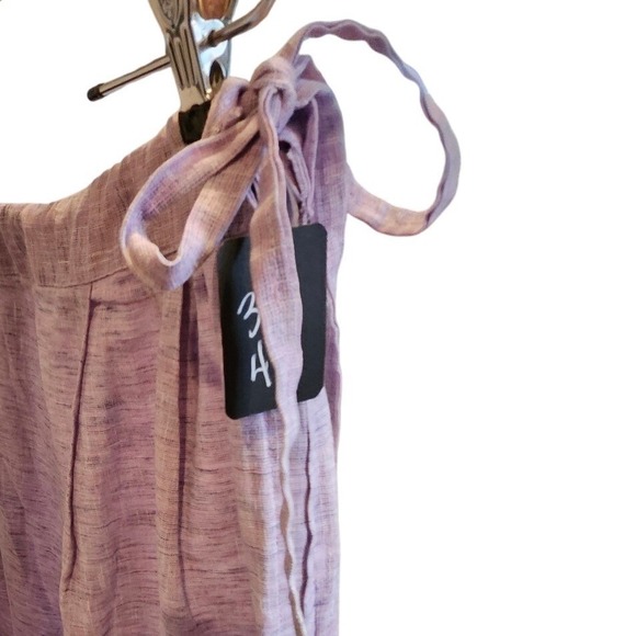 Floral Embroidered Linen Skirt Lavender Pink Cottagecore Bohemian Maxi - Picture 5 of 5